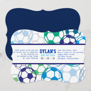SOCCER COLORED Bar Bat Mitzvah Invitation