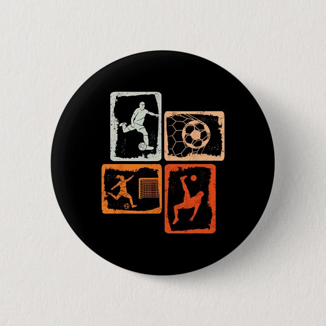 Soccer Colored Retro  6 Cm Round Badge (Front)