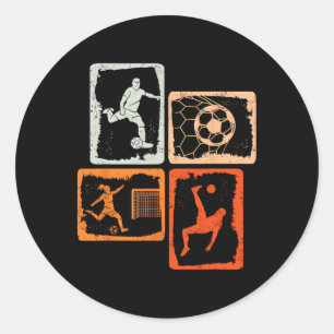 Soccer Coloured Retro Classic Round Sticker