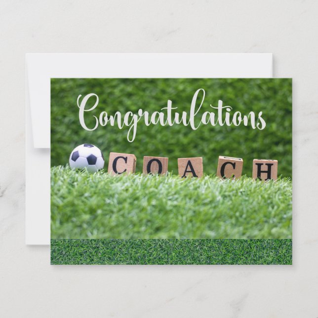 Soccer Congratulations card for Coach with ball  (Front)