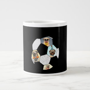 Soccer Cool Dog Pug Life Pug Birthday Cute Pug Large Coffee Mug