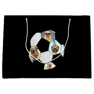 Soccer Cool Dog Pug Life Pug Birthday Cute Pug Large Gift Bag