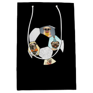 Soccer Cool Dog Pug Life Pug Birthday Cute Pug Medium Gift Bag