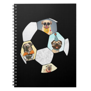 Soccer Cool Dog Pug Life Pug Birthday Cute Pug Notebook