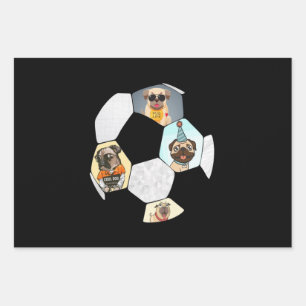 Soccer Cool Dog Pug Life Pug Birthday Cute Pug Wrapping Paper Sheet