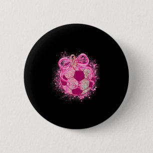 Soccer Coquette Bow Breast Cancer Awareness Pink R 6 Cm Round Badge