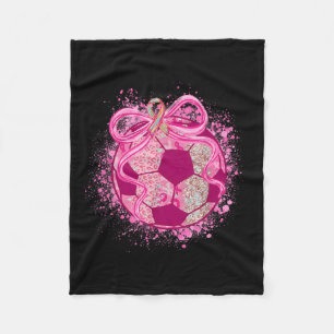 Soccer Coquette Bow Breast Cancer Awareness Pink R Fleece Blanket