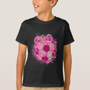 Soccer Coquette Bow Breast Cancer Awareness Pink R T-Shirt