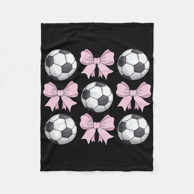 Soccer Coquette Bow Cute Soccer Graphic For Girls  Fleece Blanket (Front)