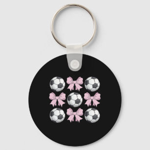 Soccer Coquette Bow Cute Soccer Graphic For Girls  Key Ring