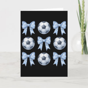Soccer Coquette Toile Blue Bow Soccer Mom Cute Gir Card