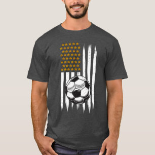 Soccer Costume Autumn Fall Maple Leaves USA Flag T-Shirt
