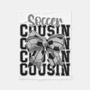 Soccer Cousin Coquette Bow Biggest Fan Sport Lover Fleece Blanket