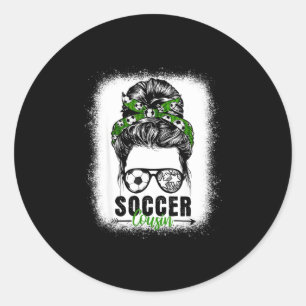 Soccer cousin messy bun soccer funny lover classic round sticker