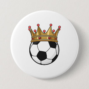 Soccer Crown King 7.5 Cm Round Badge