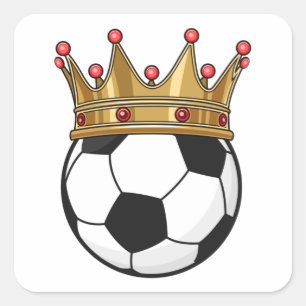 Soccer Crown King Square Sticker