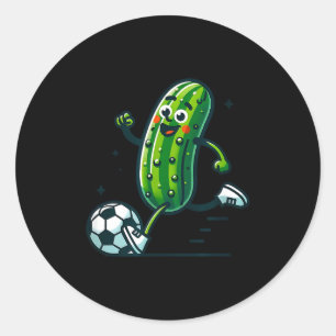 Soccer cucumber kicking ball funny pickle player  classic round sticker
