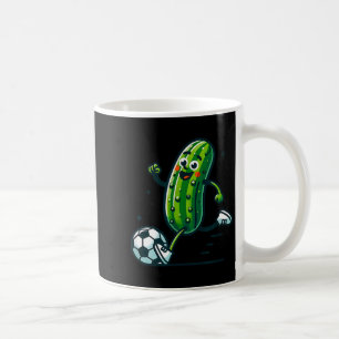 Soccer cucumber kicking ball funny pickle player coffee mug
