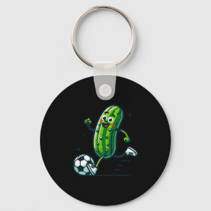 Soccer cucumber kicking ball funny pickle player key ring