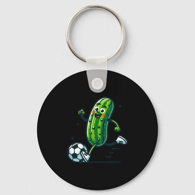 Soccer cucumber kicking ball funny pickle player  key ring (Front)