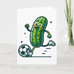 Soccer Cucumber Kicking Byll Funny Pickle Player Card