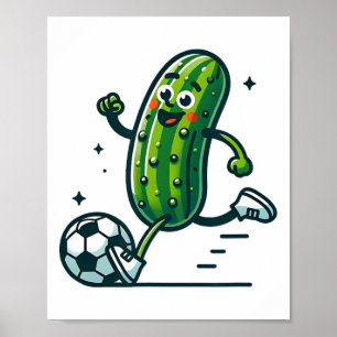 Soccer Cucumber Kicking Byll Funny Pickle Player  Poster