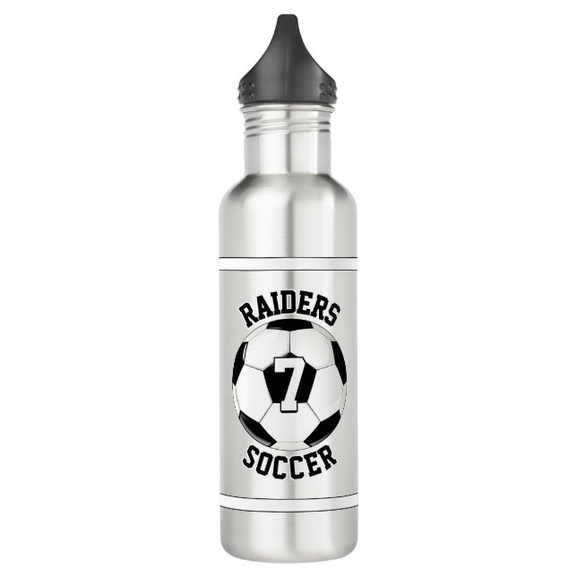 Soccer Custom Team Name and Player Jersey Number 710 Ml Water Bottle (Left)