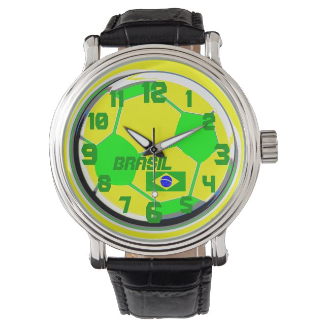 Soccer customisable flag and name Brasil Watch (Front)