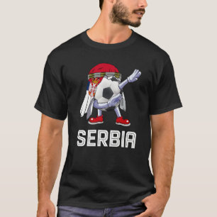 Soccer  Cute Soccer Ball Dabbing Serbia Flag Pride T-Shirt