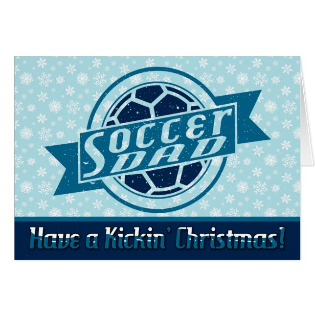 Soccer Dad Blue Design Christmas Card (Front Horizontal)