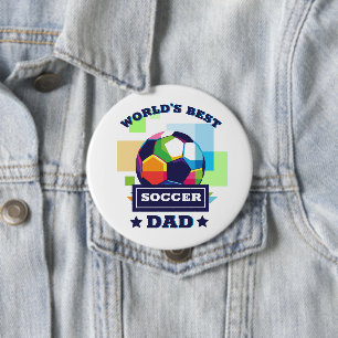 Soccer dad colourful text father's day sports 10 cm round badge
