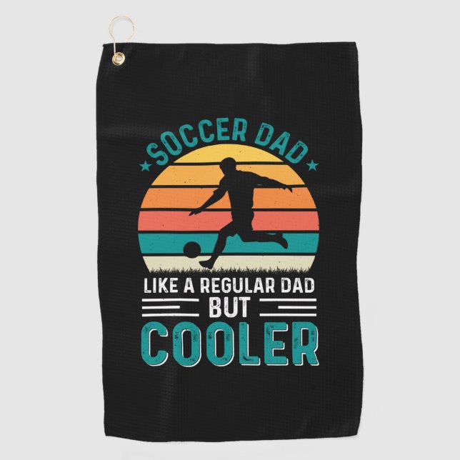 Soccer Dad Retro Sunset Golf Towel (Front)
