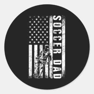 Soccer Dad Usa Flag Soccer Team Fan Daddy Fathers  Classic Round Sticker