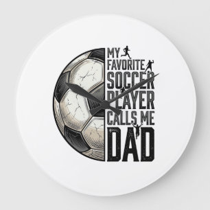 Soccer Dad Vintage Engraving Quote Vector Design_1 Large Clock