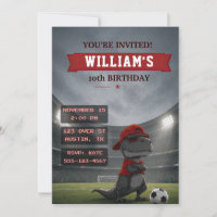 Soccer Dinosaur Birthday Invitation