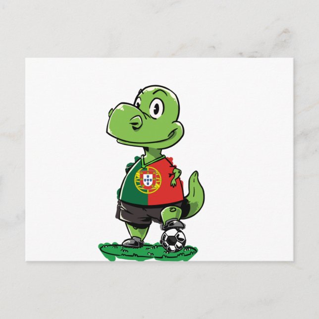 Soccer Dinosaur Portugal Postcard (Front)