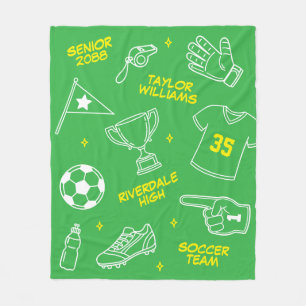 Soccer Doodle Drawing Custom Name Senior Night Fleece Blanket