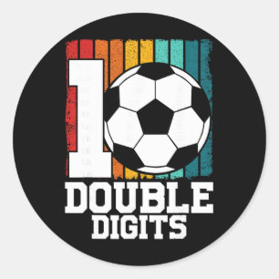 Soccer Double Digits 10 Year Old - 10th Birthday Classic Round Sticker