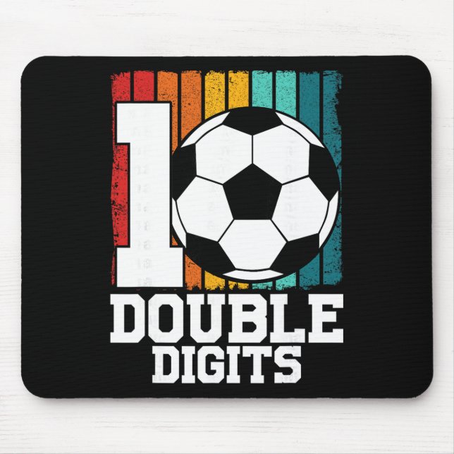 Soccer Double Digits 10 Year Old - 10th Birthday  Mouse Mat (Front)
