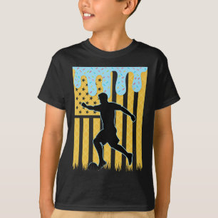 Soccer Drip Boys Dripping Ice Cream American Flag T-Shirt