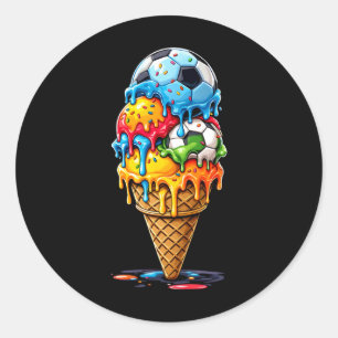 Soccer Drip Boys Girls Ice Cream Drip With Sprinkl Classic Round Sticker