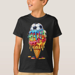 Soccer Drip Boys Girls Ice Cream Drip With Sprinkl T-Shirt