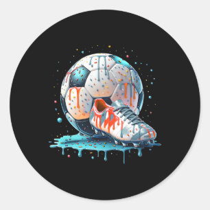Soccer Drip Ice Cream Drip, Footll Sports Team Soc Classic Round Sticker