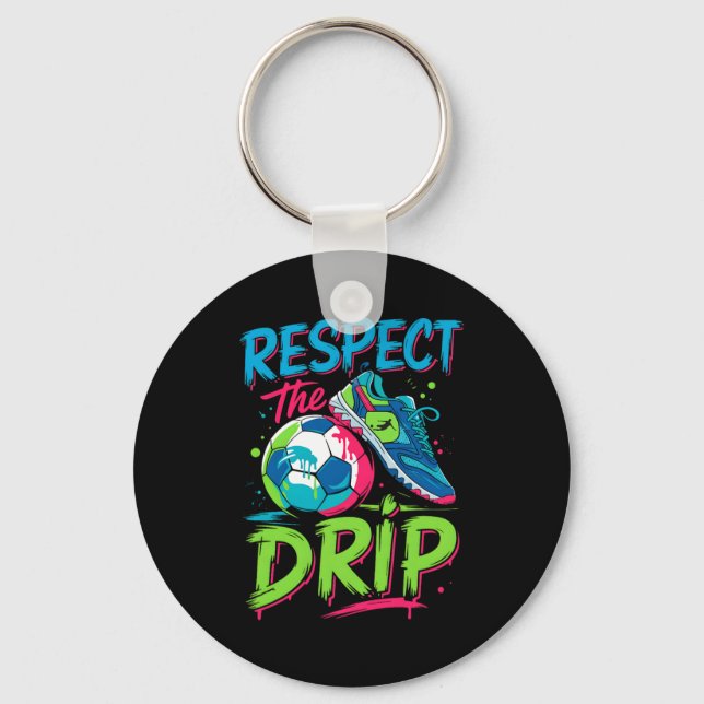 Soccer Drip Melting Ice Cream Respect The Drip Boy Key Ring (Front)
