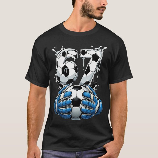 Soccer Drip Number 67 Boys Soccer Goalkeeper 67  T-Shirt (Front)