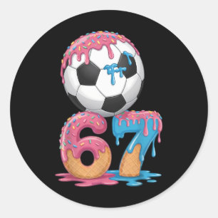 Soccer Drip Number 67 Boys Soccer Player 67 Classic Round Sticker