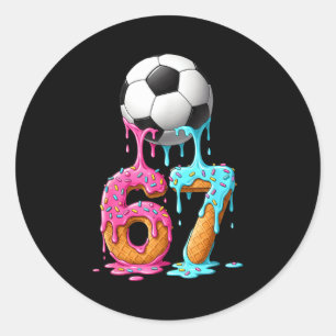 Soccer Drip Number 67 Boys Soccer Player 67 Classic Round Sticker