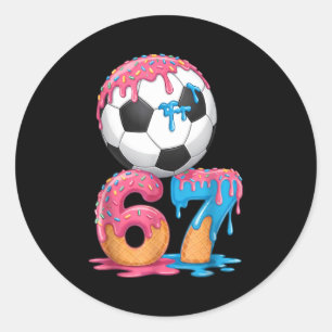 Soccer Drip Number 67 Boys Soccer Player 67  Classic Round Sticker