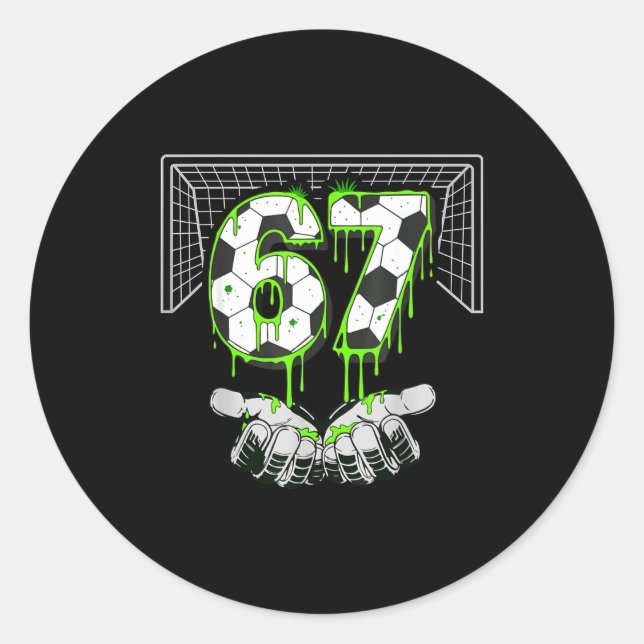 Soccer Drip Number 67 Boys Soccer Player 67 Footba Classic Round Sticker (Front)