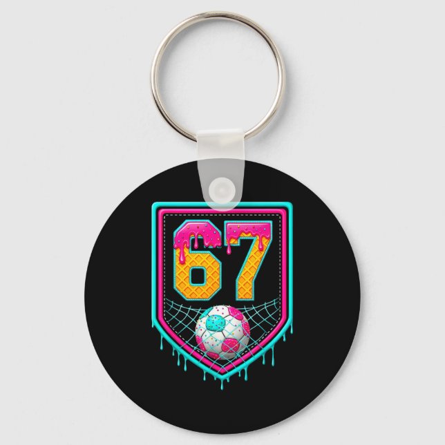 Soccer Drip Number 67 Soccer Player  Key Ring (Front)